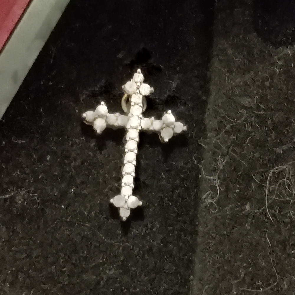 Dazzling 10 K White Gold Diamond Cross Necklace